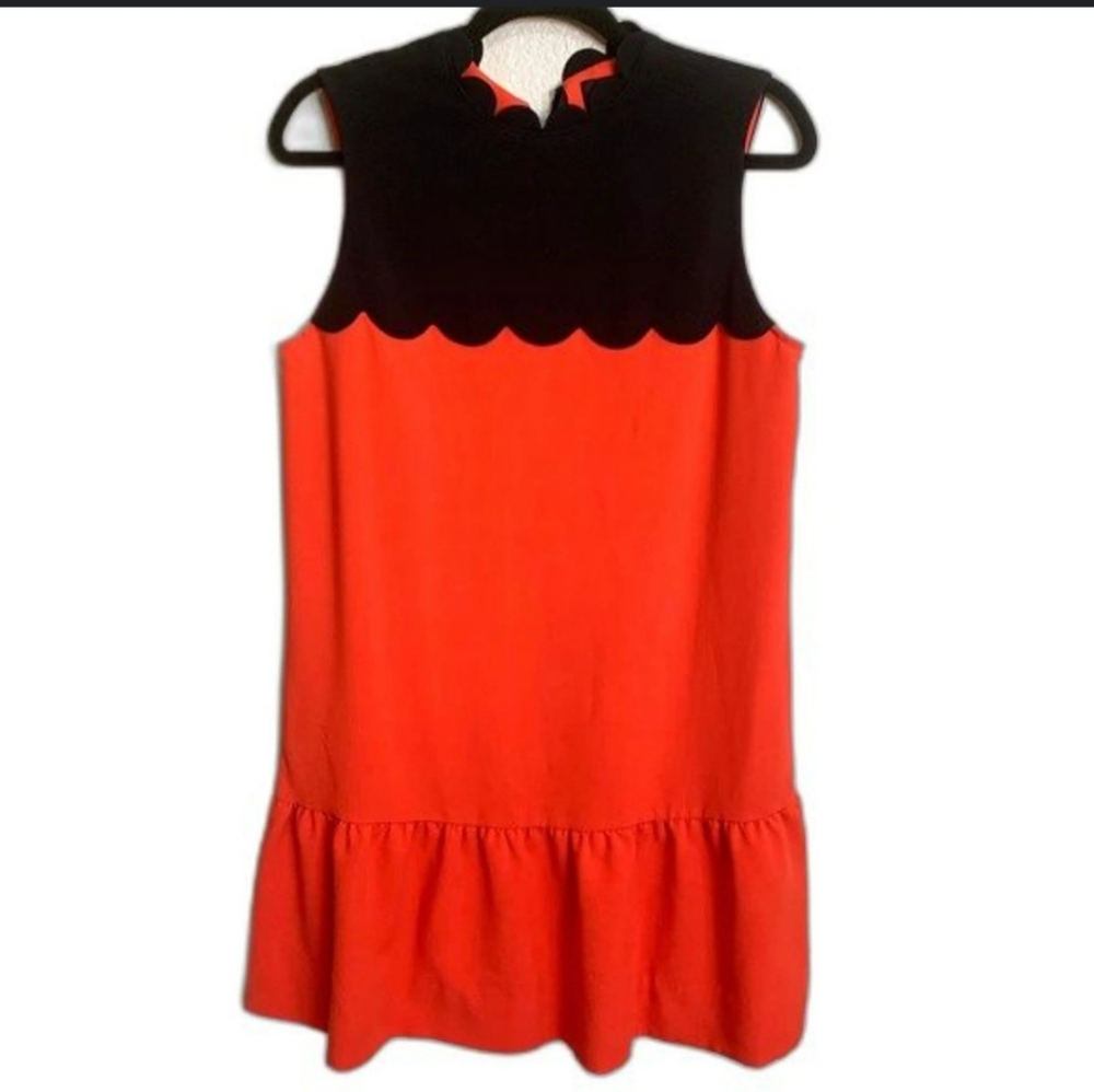 Victoria Beckham For Target Crew Neck Mini Shift Dress. Red with a black scallop - Picture 5 of 10